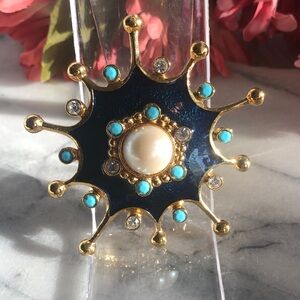 Vintage AVON JOSE BARRERA Roman Holiday LG atomic starburst brooch/pendant pin